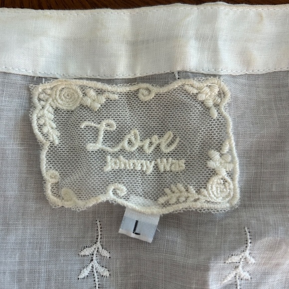 Designer Johnny Was white eyelet blouse - Picture 2 of 7